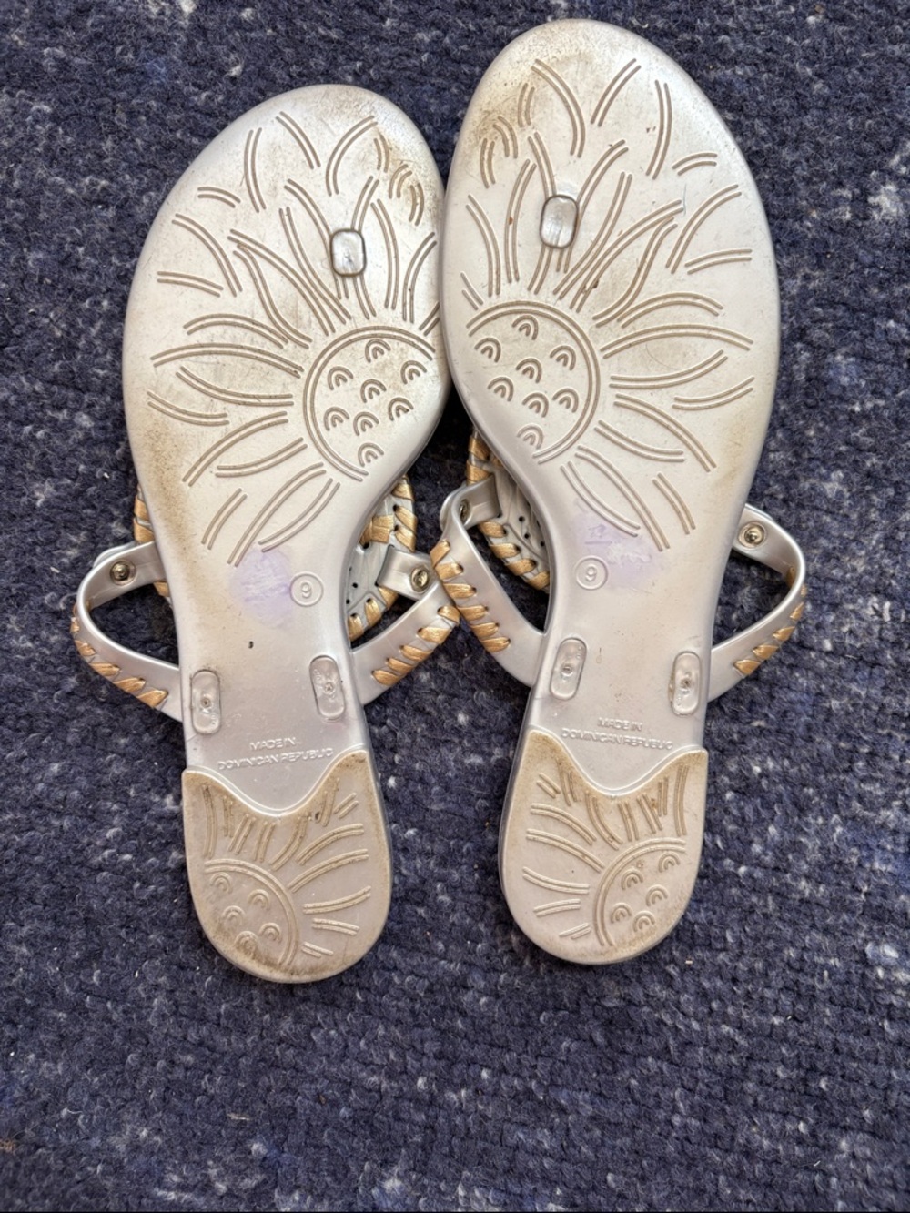 Jack Rogers jelly Silver Sandals with Gold Accents - Picture 2 of 4